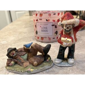 Vintage 2 Flambro Emmett Kelly Jr Figurines EUC‎